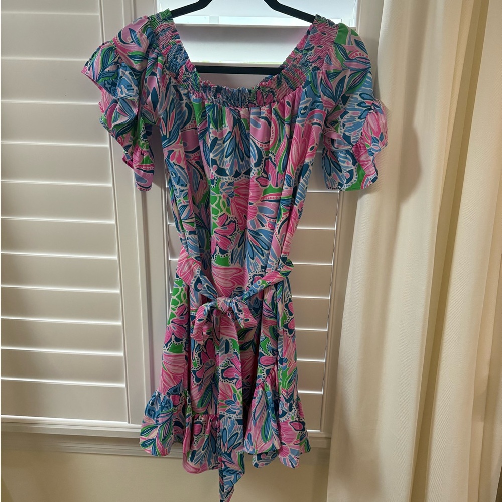 Lilly Pulitzer Strapless Dress in Pink and Blue